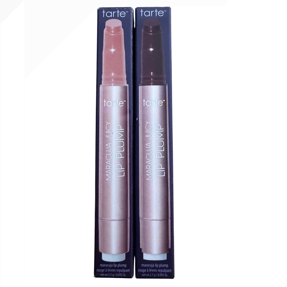 Tarte Maracuja Juicy Lip Plump Set Peachy Beige & Currant 2.7g New in Box